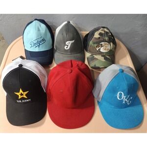 Lot Of 6 Men's Trucker Mix Brand Hats Caps Sizes 7.5, 12, and one size